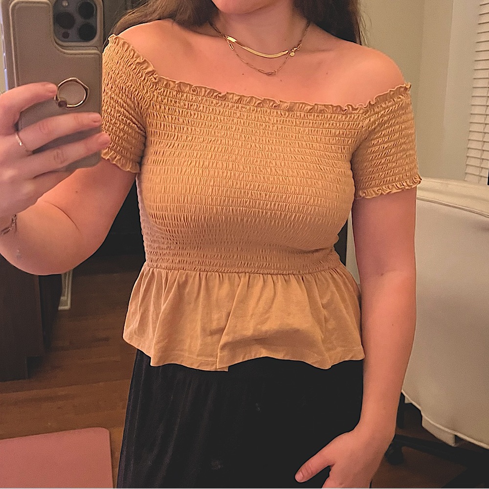tight flare mustard shirt, American Eagle